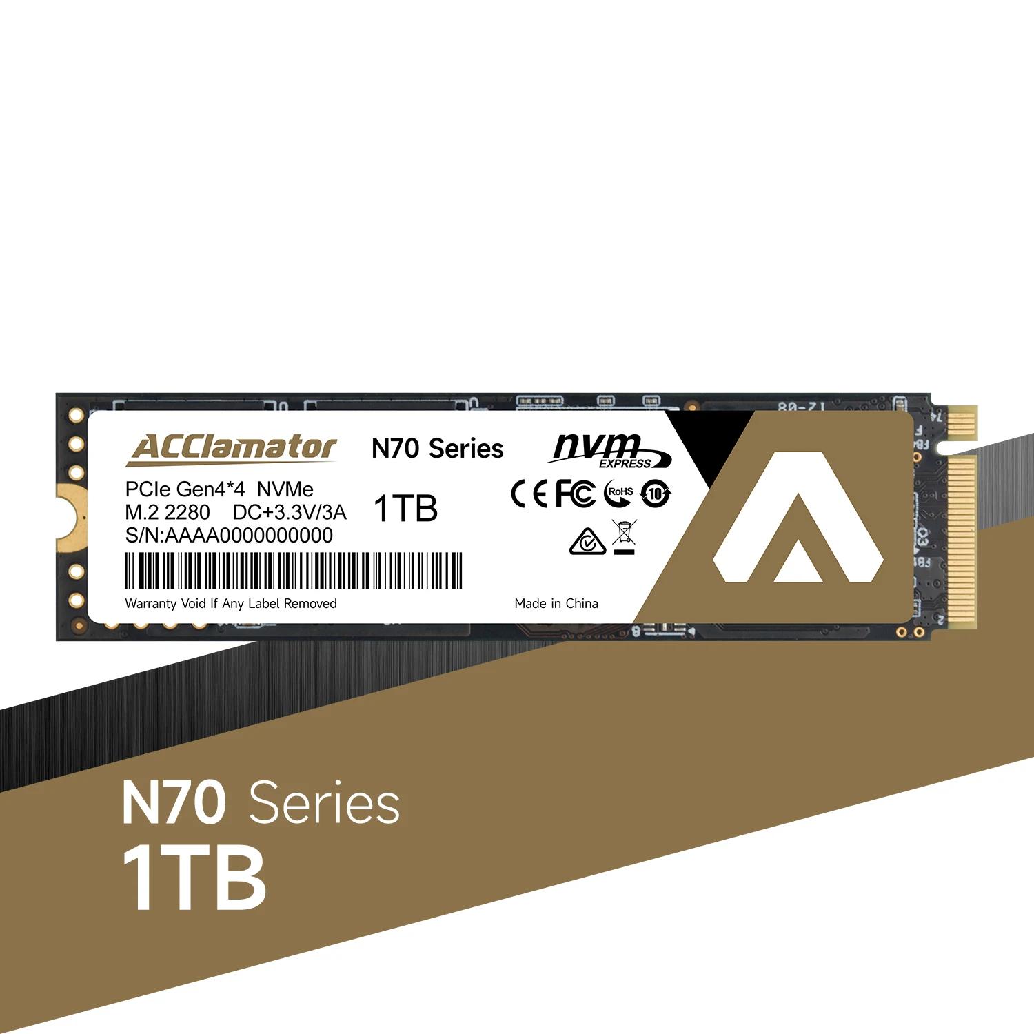Acclamator N70 SSD 1TB 2TB PCIe 4x4 NVMe б 7300 MB/s M.2 ָ Ʈ ̺, PS5 SSD ȣȯ, 1GB DDR4 ĳ 